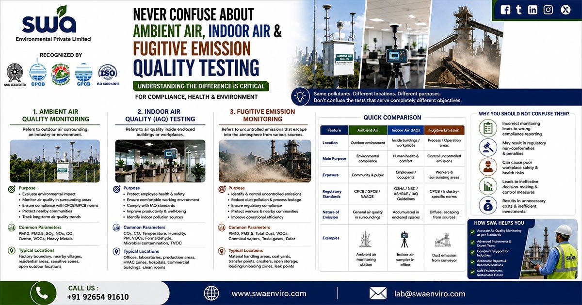 Never Confuse Ambient Air, Indoor Air & Fugitive Emission Testing