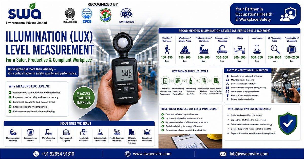 Illumination (Lux) Level Measurement in Workplaces: The Complete Guide to Occupational Safety, Productivity & Regulatory Compliance